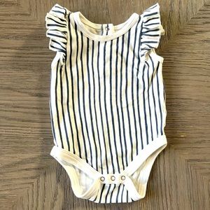 Pehr Baby Girls Striped Ruffle Onesie